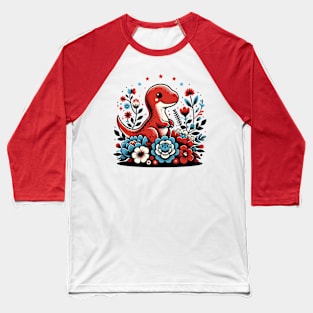 Cute dinosaur with flowers Baseball T-Shirt